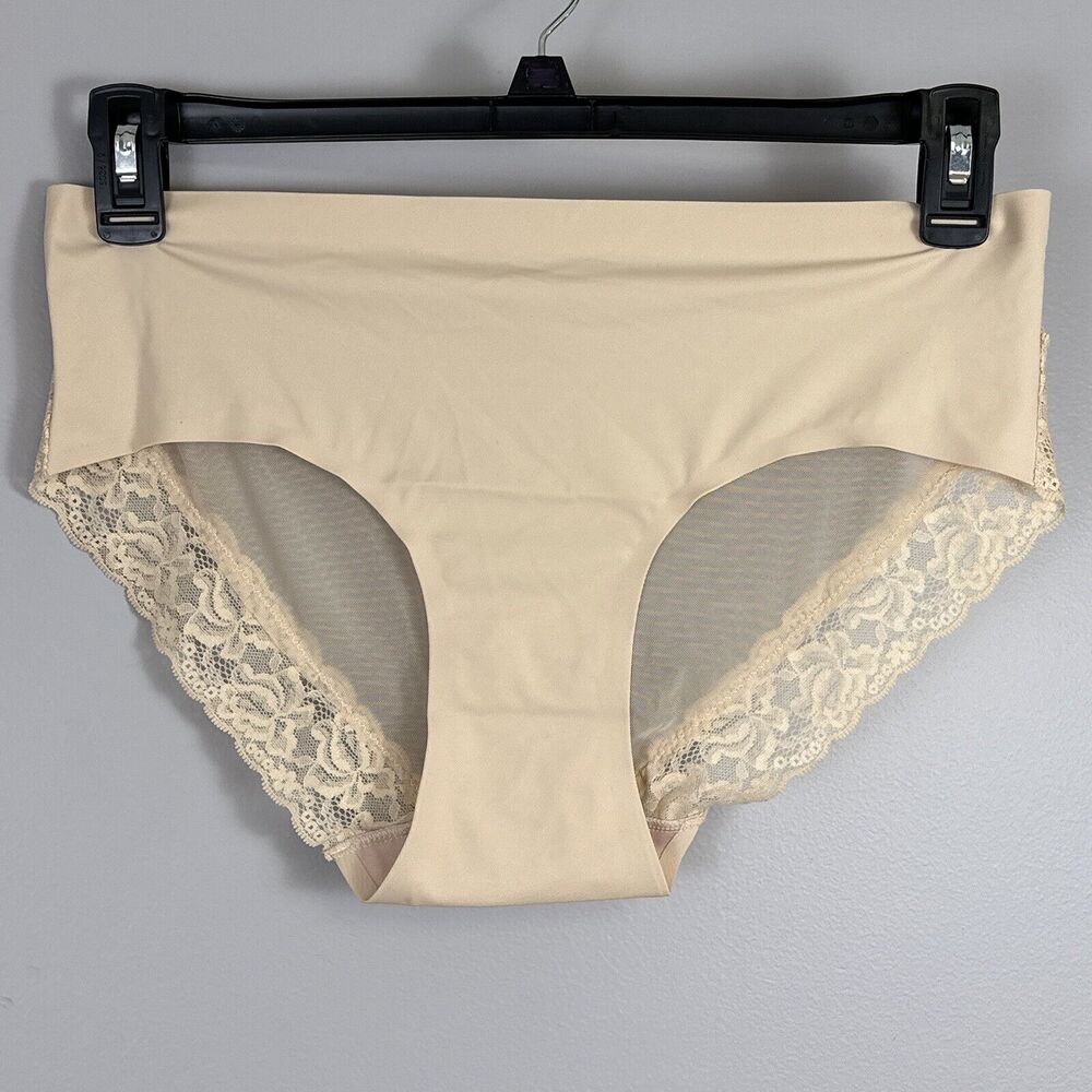 Essential Bodywear Panties EBW Plus Size 1X Beige Sheer Lace Mesh Back Panty